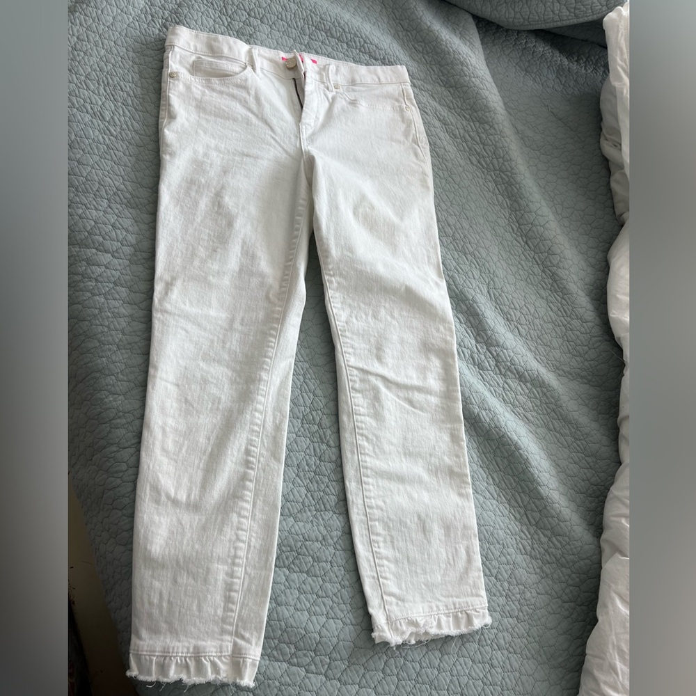 Lilly Pulitzer cropped jeans with fringe ruffle